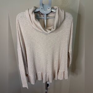 Anthropologie Postmark cowl neck sweater with ruffle hem